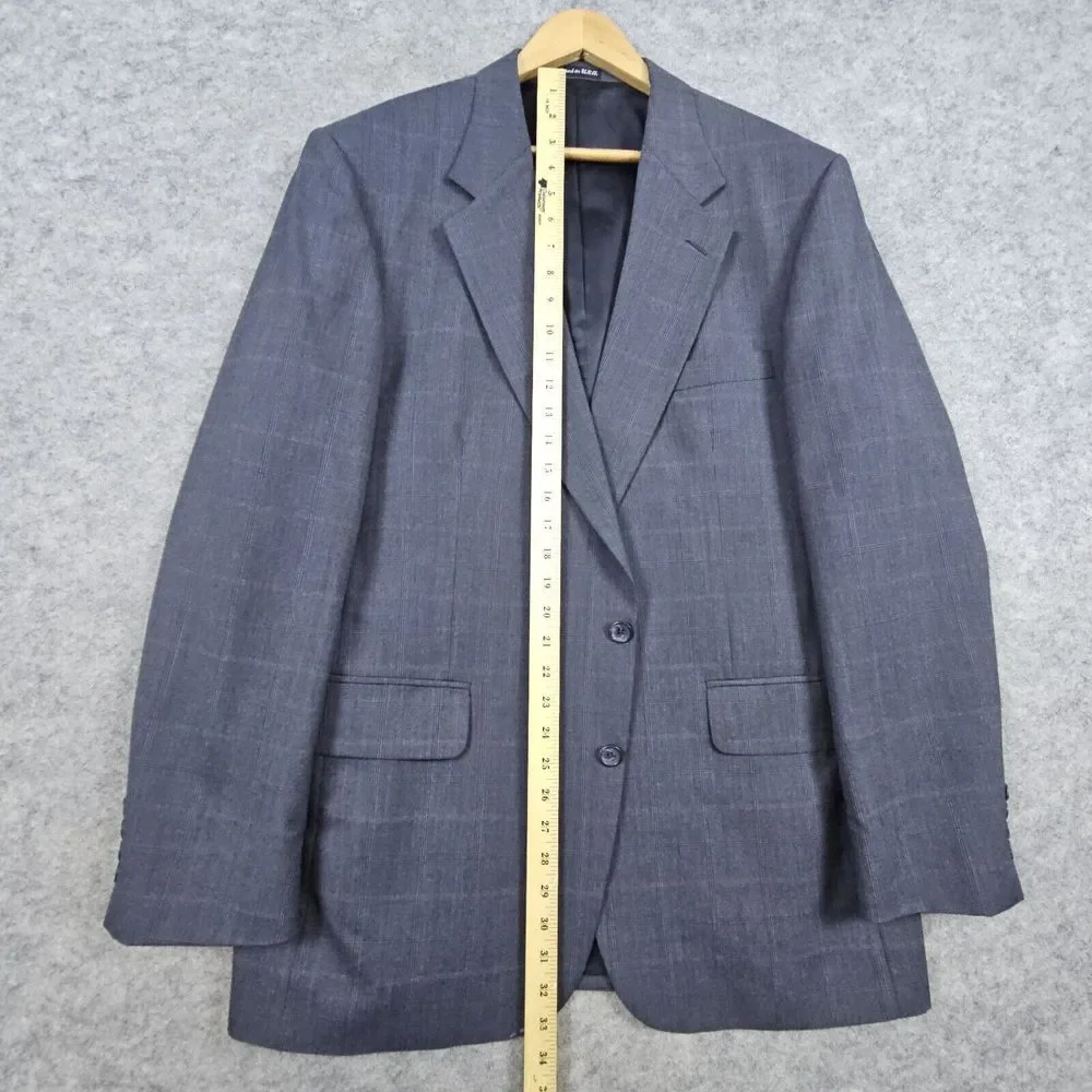 Stafford Executive 2-Pc Suit Blazer 44L Pants 37x31.5‎ Gray Windowpane SNAGS